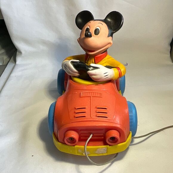 Kohner Walt Disney Productions Mickey Mouse in Car Pull Along - Picture 3 of 10